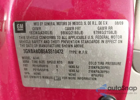 2010 Chevrolet Hhr Lt from USA, damaged, VIN 3GNBABDB5AS510472